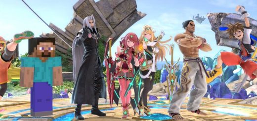 Super Smash Bros Ultimate promotional artwork featuring paid DLC fighters