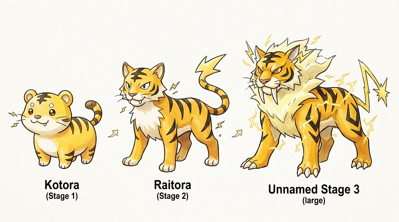 pokemon designs cut: kotora and raitora