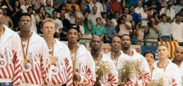 1992 Dream Team gold medal ceremony Barcelona Olympics