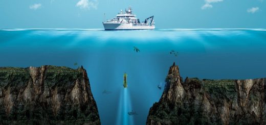 Cross-section illustration of Challenger Deep in the Mariana Trench showing depth scale