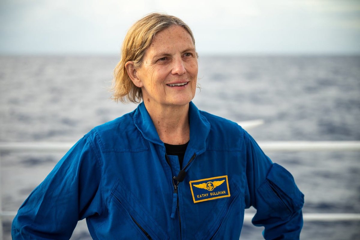 Kathryn D. Sullivan aboard research vessel before Challenger Deep dive