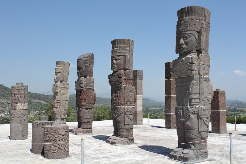 Pyramid B at Tula with Atlantean warriors, Mexico