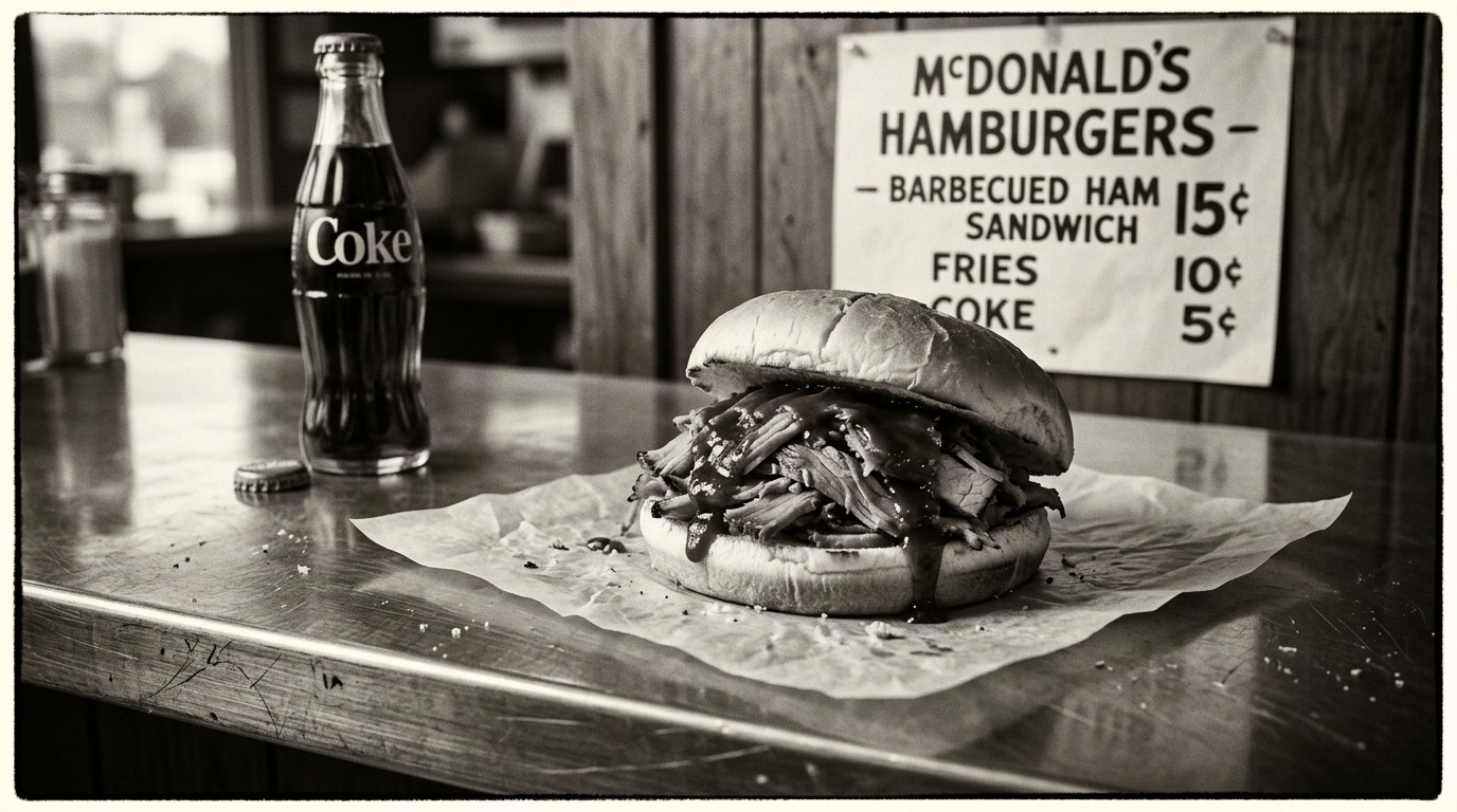 original McDonald's Bar-B-Q menu: Barbecued Ham Sandwich