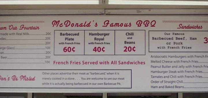 original McDonald's Bar-B-Q menu