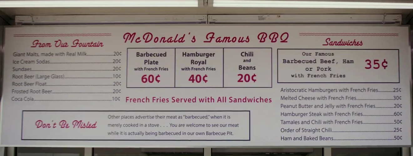 original McDonald's Bar-B-Q menu